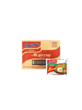 A box of IndoMic Mi Goreng Noodles next to a single packet of the same instant noodle on a plain white background.
