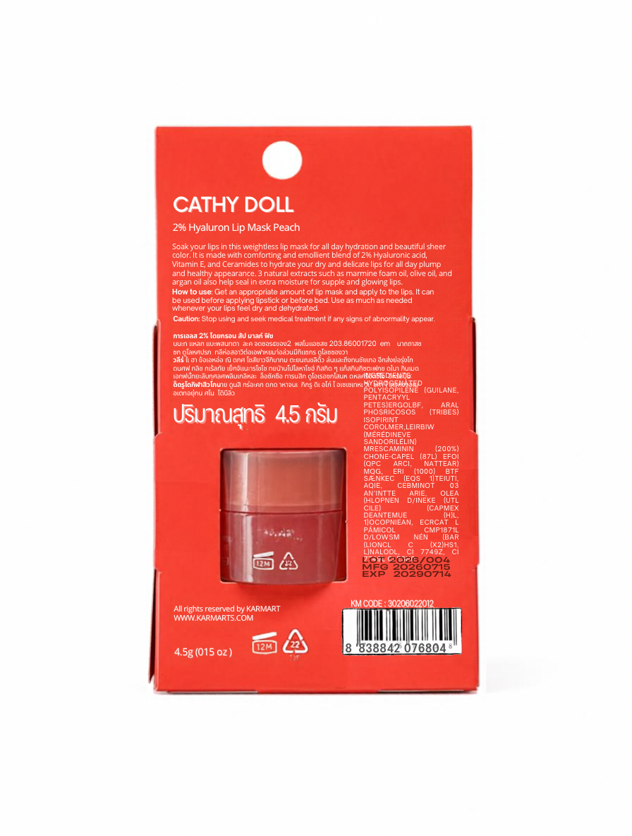 CATHY DOLL 2% HYALURON LIP MASK PEACH