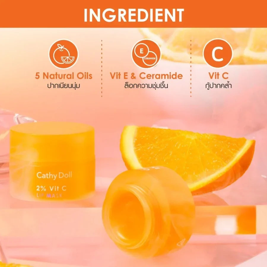CATHY DOLL 2% HYALURON LIP MASK IN ORANGE BINGSU